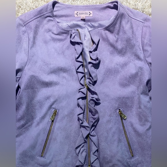 Nanette Lepore Lilac Faux Suede Jacket Sz 4 - Picture 2 of 7
